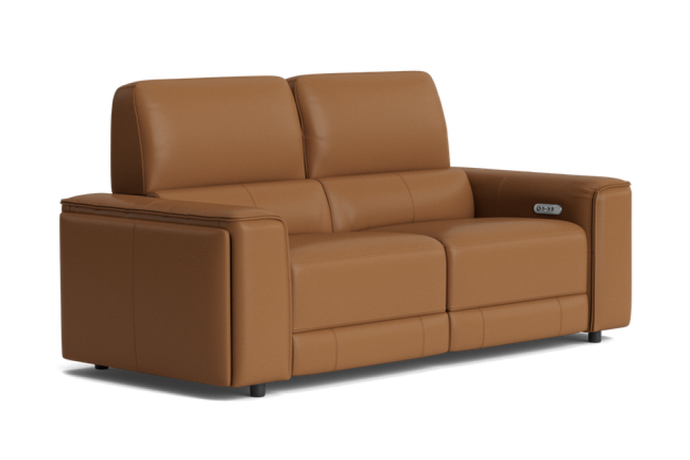 Valencia Cynthia Top Grain Leather Loveseat Dual Recliner Sofa, Brown