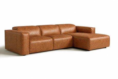 Emery Distressed Italian Aniline Leather Recliner Sectional Sofa