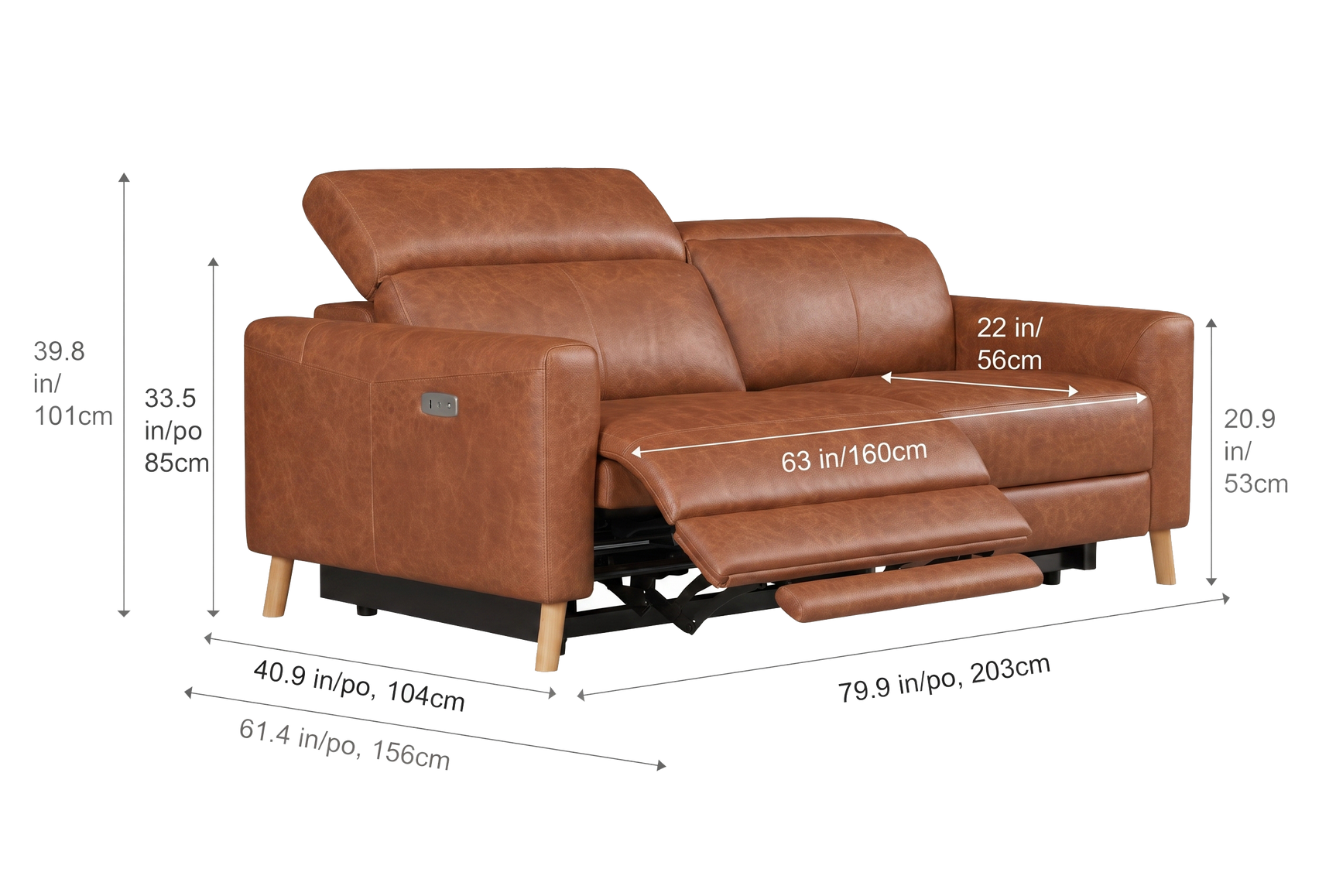Elodie Distressed Italian Aniline Leather Dual Recliner Sofa