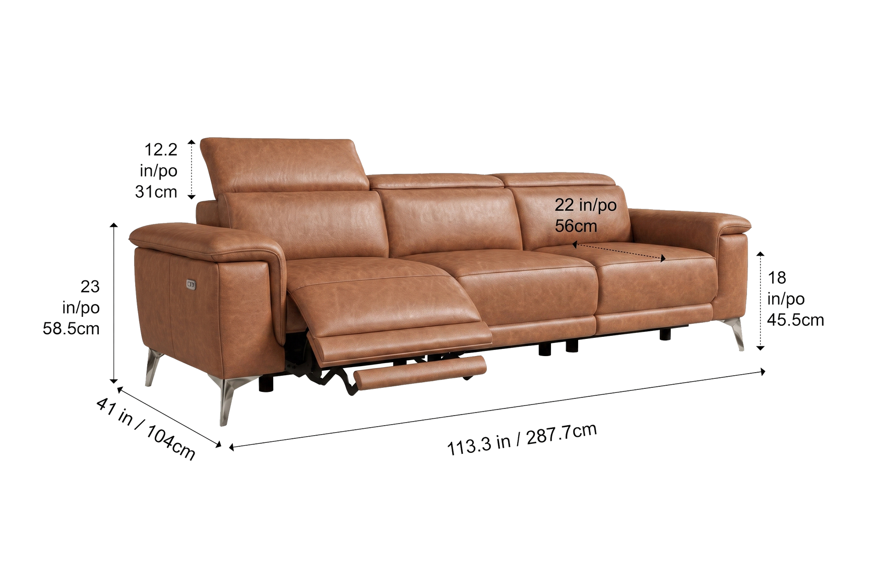 Valencia Pista Distressed Leather Reclining Sofa