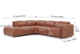 Octavia Distressed Italian Aniline Leather Reclining Corner Sectional Sofa