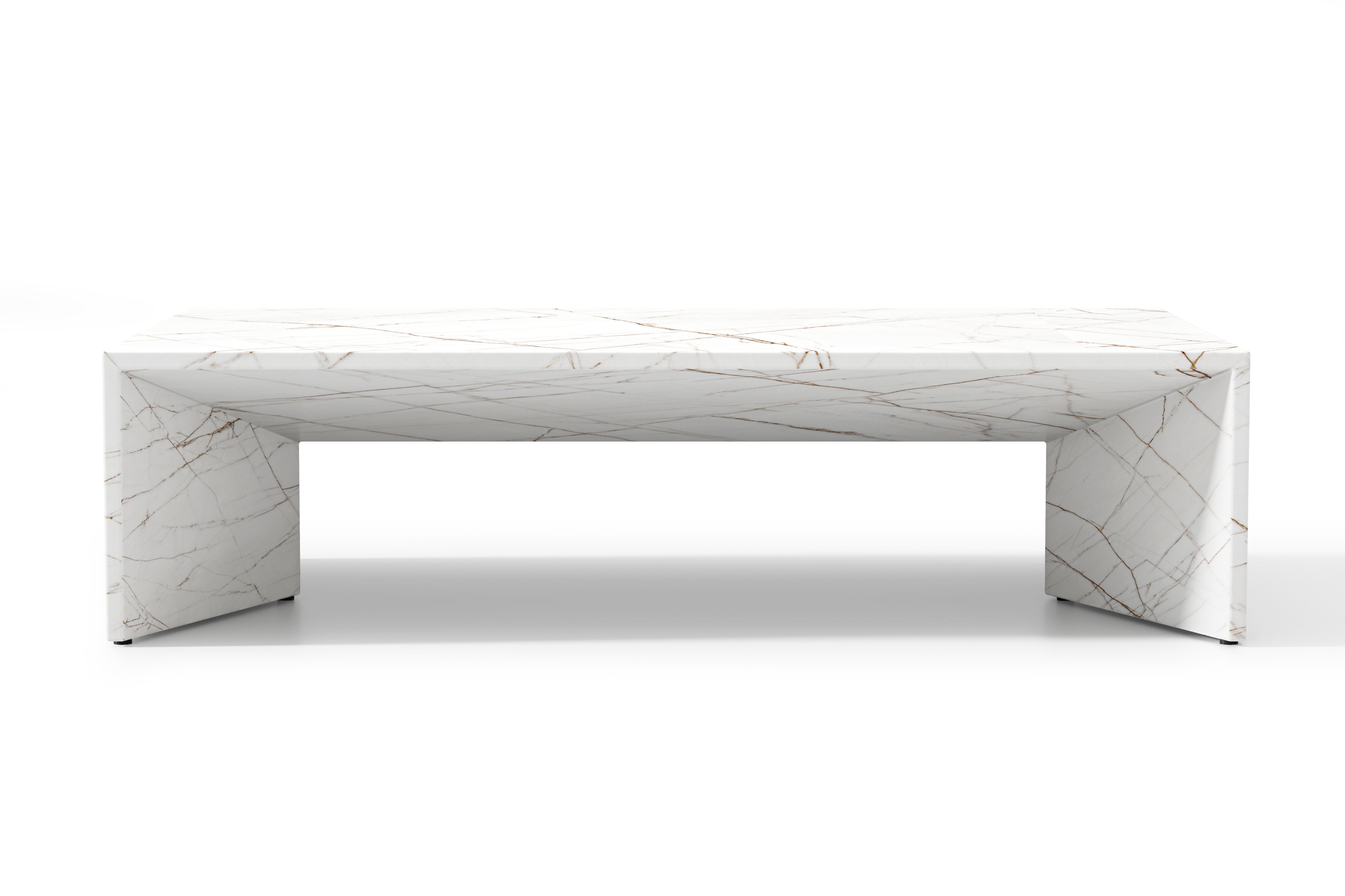 Valencia Davide Marble Outdoor Coffee Table, White Marble