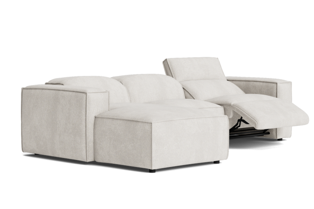 Valencia Davina Fabric Recliner Sofa, Three Seats with Left Chaise, Beige