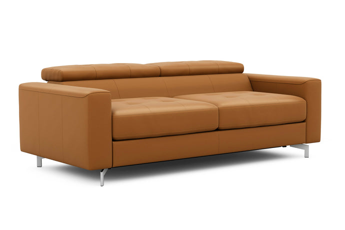 Valencia Donna Top Grain Leather Queen Sofa Bed, Cognac