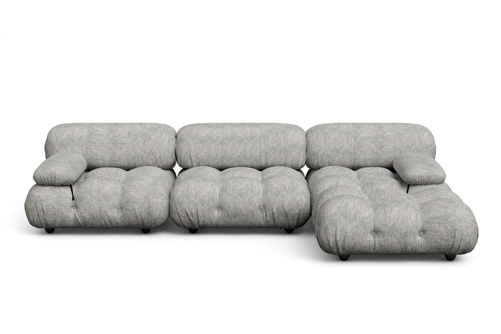 Valencia Doreen Fabric Sectional LShape Sofa, Light Grey
