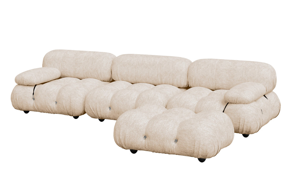 Valencia Doreen Fabric Sectional LShape Sofa, Beige