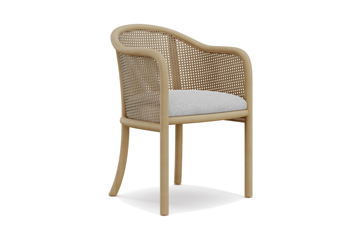 Dorian Oak Wood Natural Cane Dining Chair, White Oak