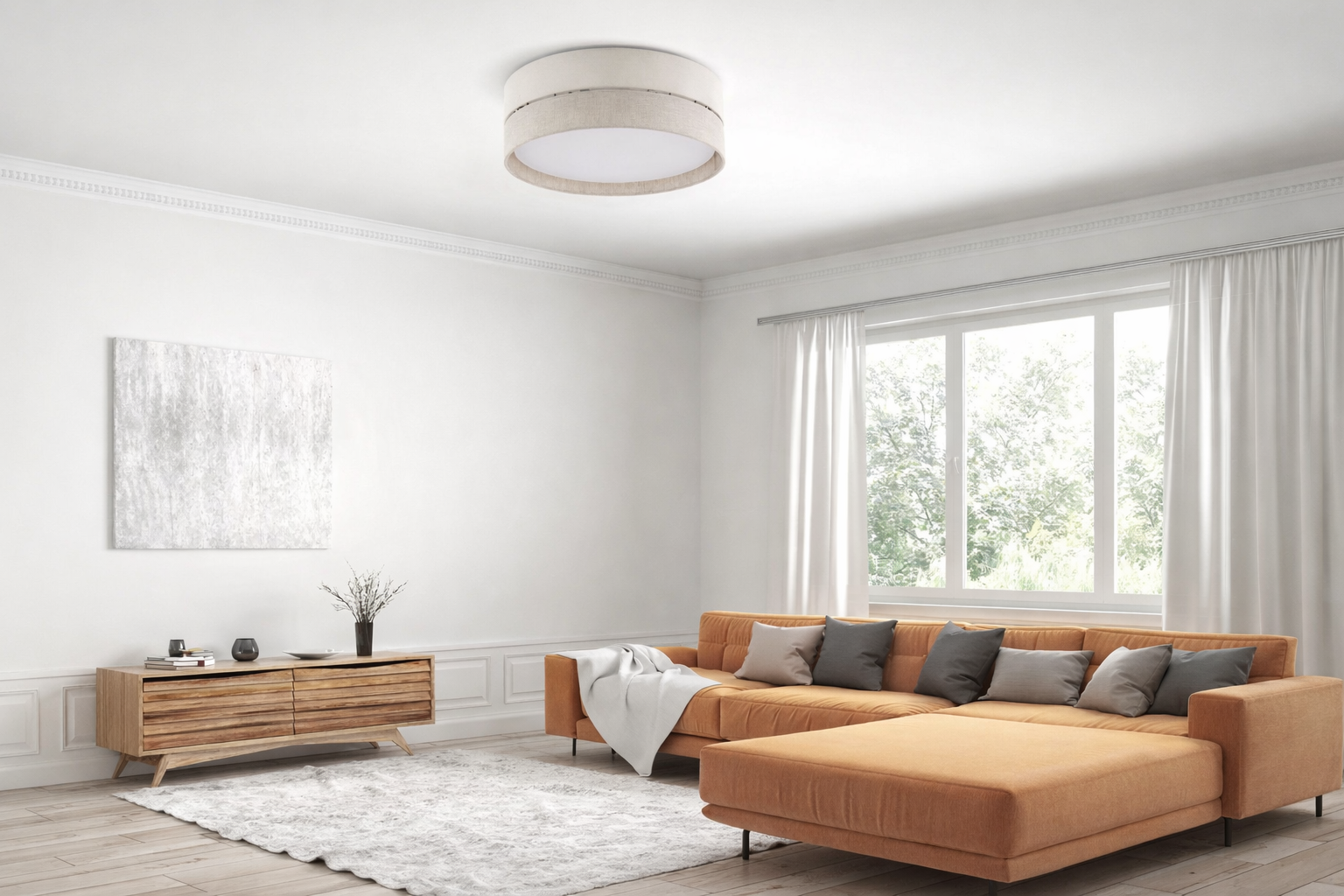 ECO Scandinavian Medium Flush Mount Ceiling Light Fixture for Kitchen, Hallway & Living Room – Minimalist Lighting