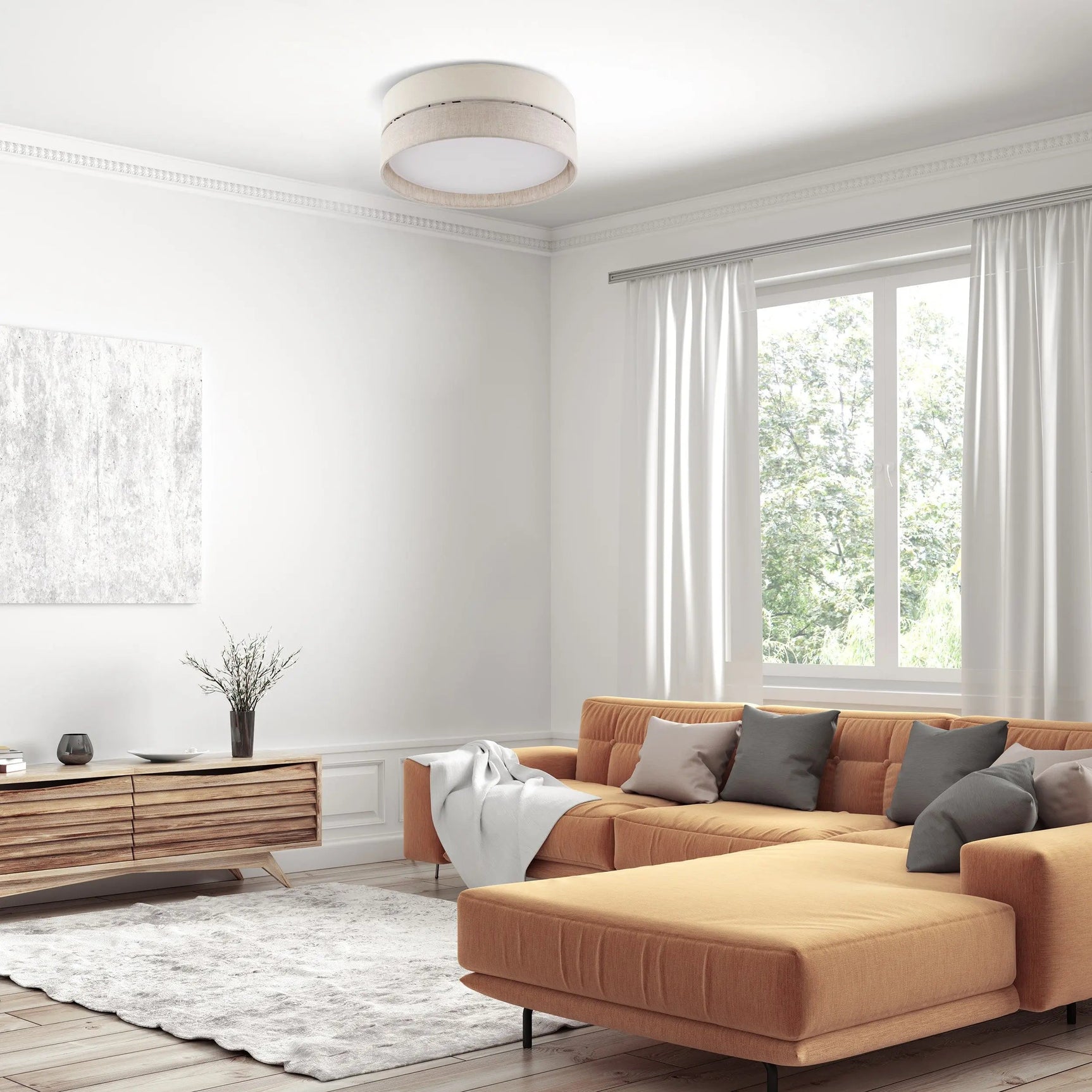 ECO Scandinavian Medium Flush Mount Ceiling Light Fixture for Kitchen, Hallway & Living Room – Minimalist Lighting