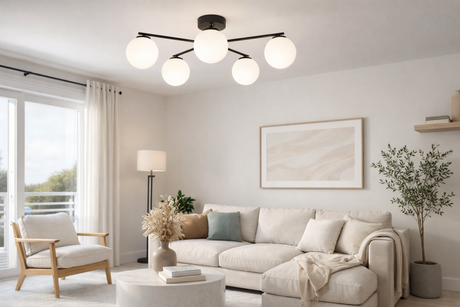 ELTON Black Scandinavian Ceiling Lamp for Living Room, Bedroom & Hallway