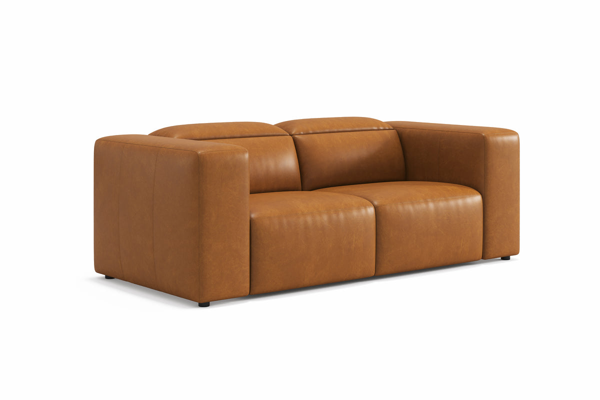 Valencia Eden Top Grain Leather Loveseat Dual Recliners, Cognac