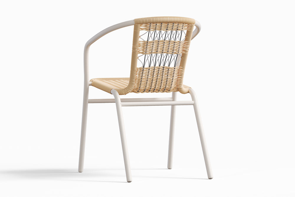 Valencia Edoardo Resin and Steel Outdoor Accent Chair, Natural