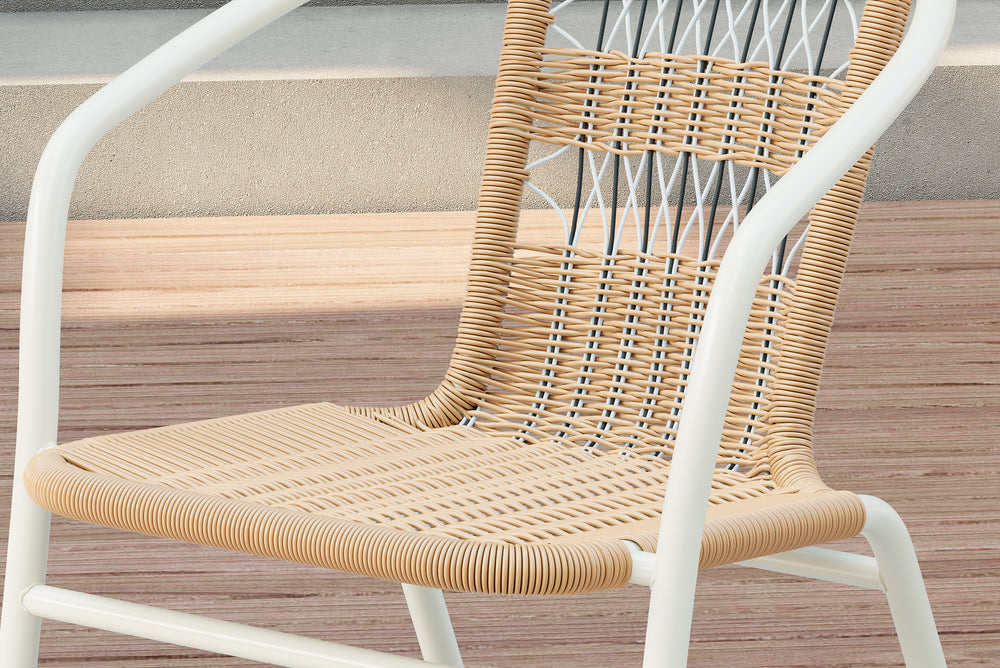 Valencia Edoardo Resin and Steel Outdoor Accent Chair, Natural
