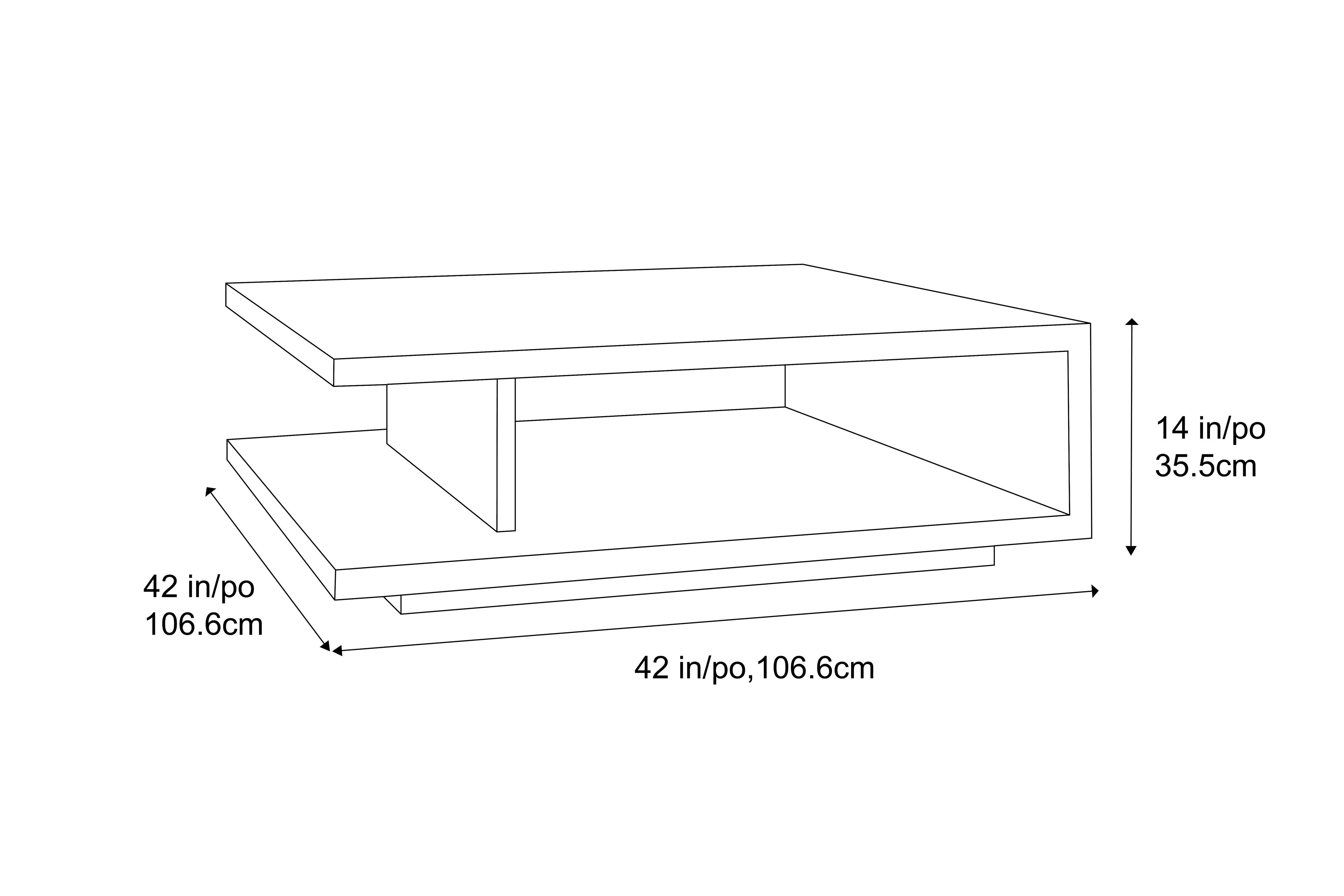 Valencia Eleanor Red Oak Wood 42W Coffee Table, Light Grey