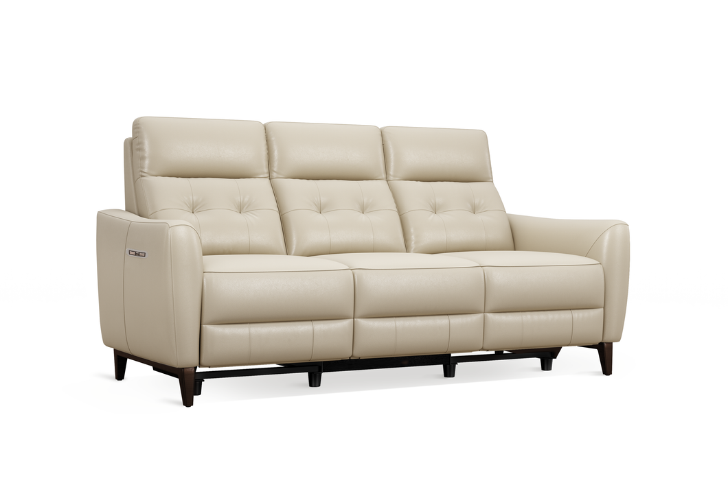 Valencia Elena Leather Three Seats Power Recliner Sofa, Cream