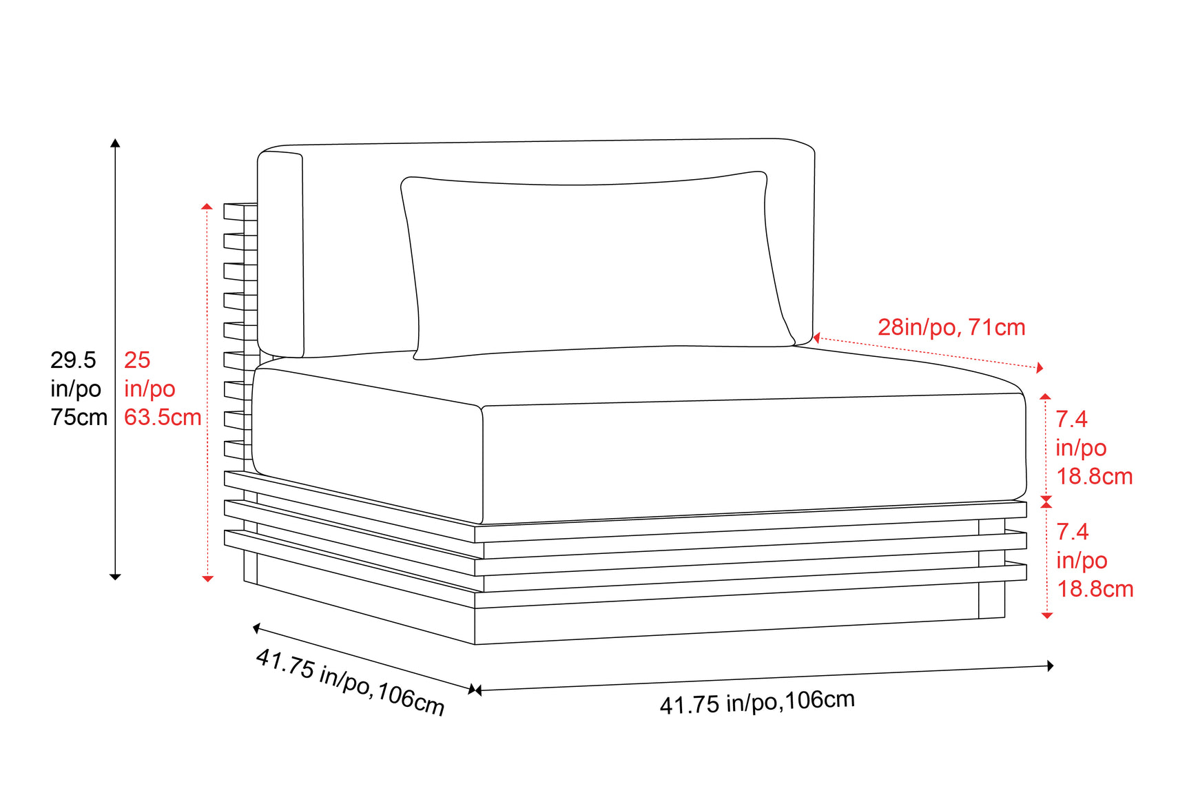 Elise Outdoor Fabric Armless Sofa Module