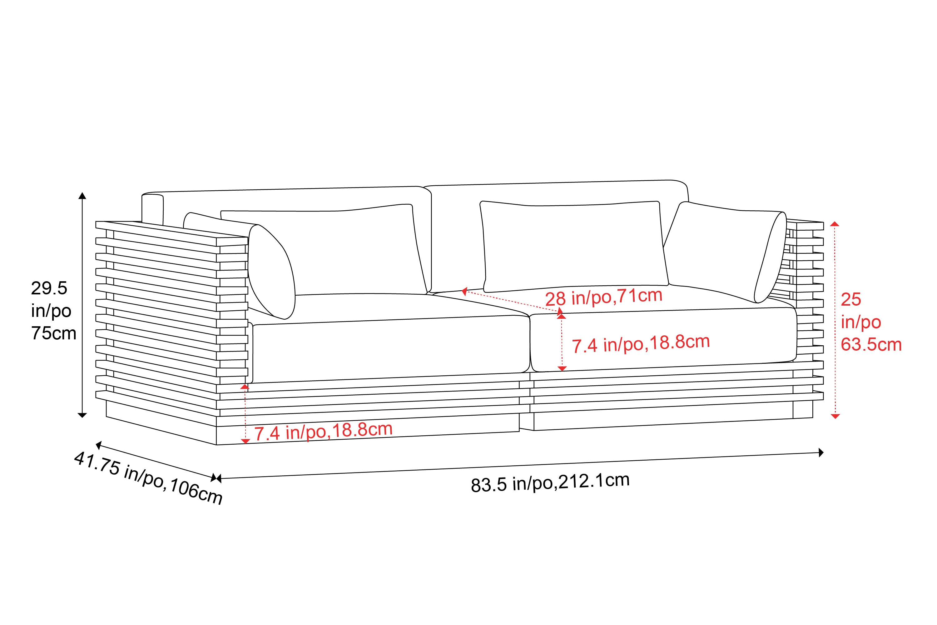 Valencia Elise Fabric Sectional Outdoor Loveseat Sofa, Black