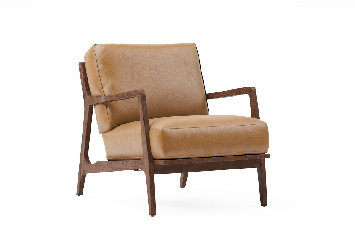 Valencia Ella Top Grain Leather Accent Chair, Cognac Color