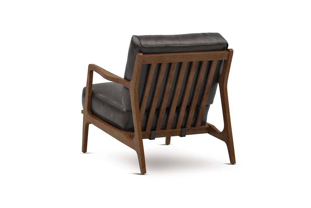 Valencia Ella Top Grain Leather Accent Chair, Black Color