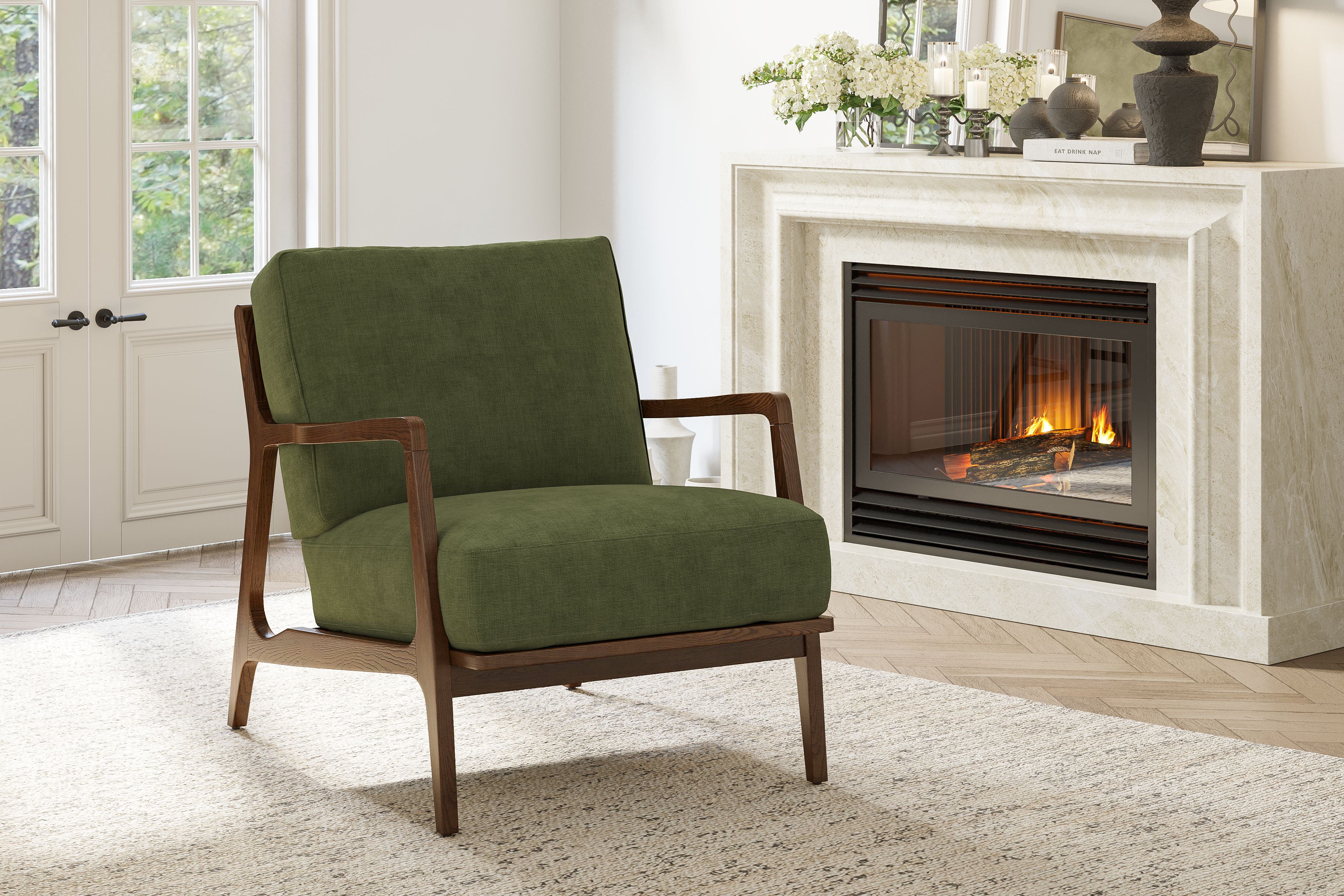 Valencia Ella Fabric Accent Chair, Olive Green