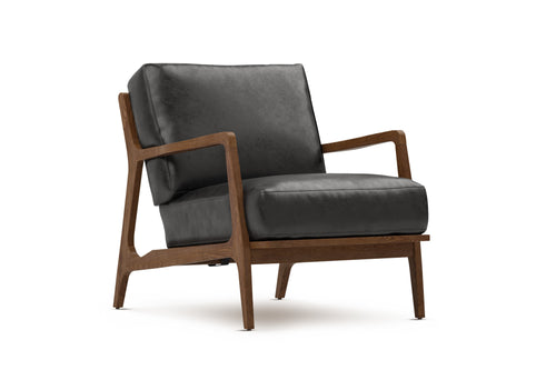 Valencia Ella Top Grain Leather Accent Chair, Black Color