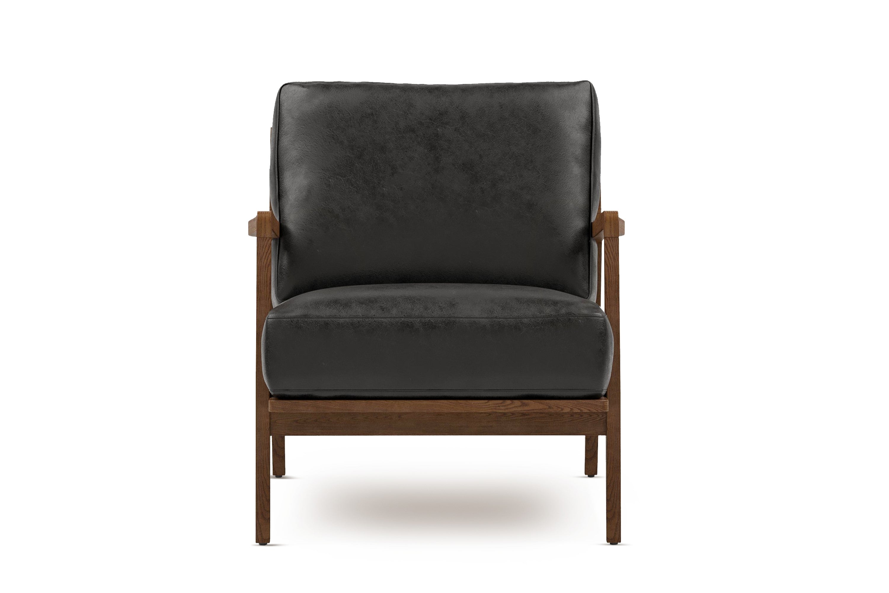 Valencia Ella Top Grain Leather Accent Chair, Black Color