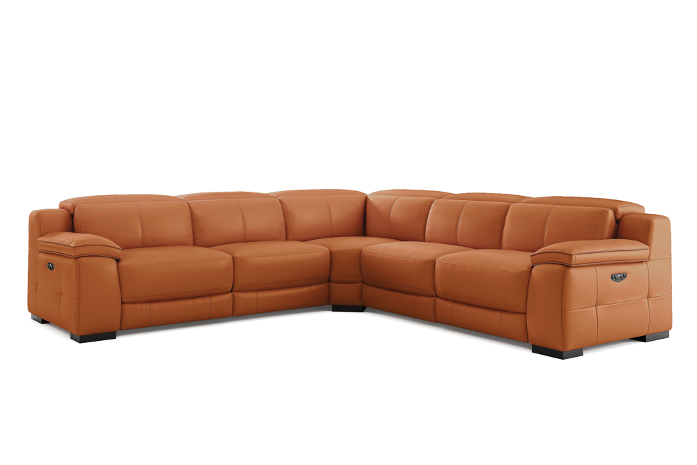 Valencia Ellie Top Grain Leather L-Shape Sofa, Cognac