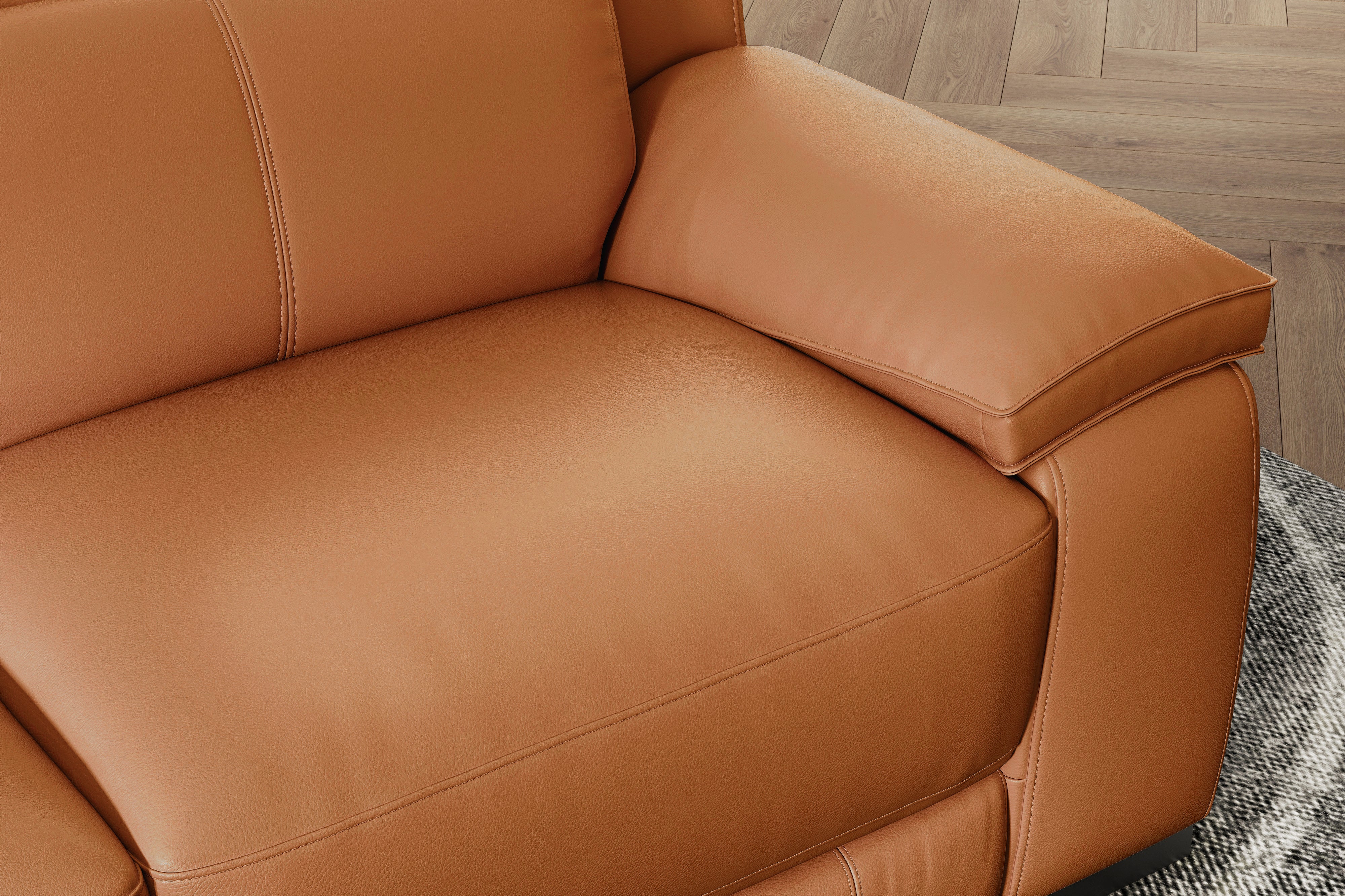 Valencia Ellie Top Grain Leather L-Shape Sofa, Cognac