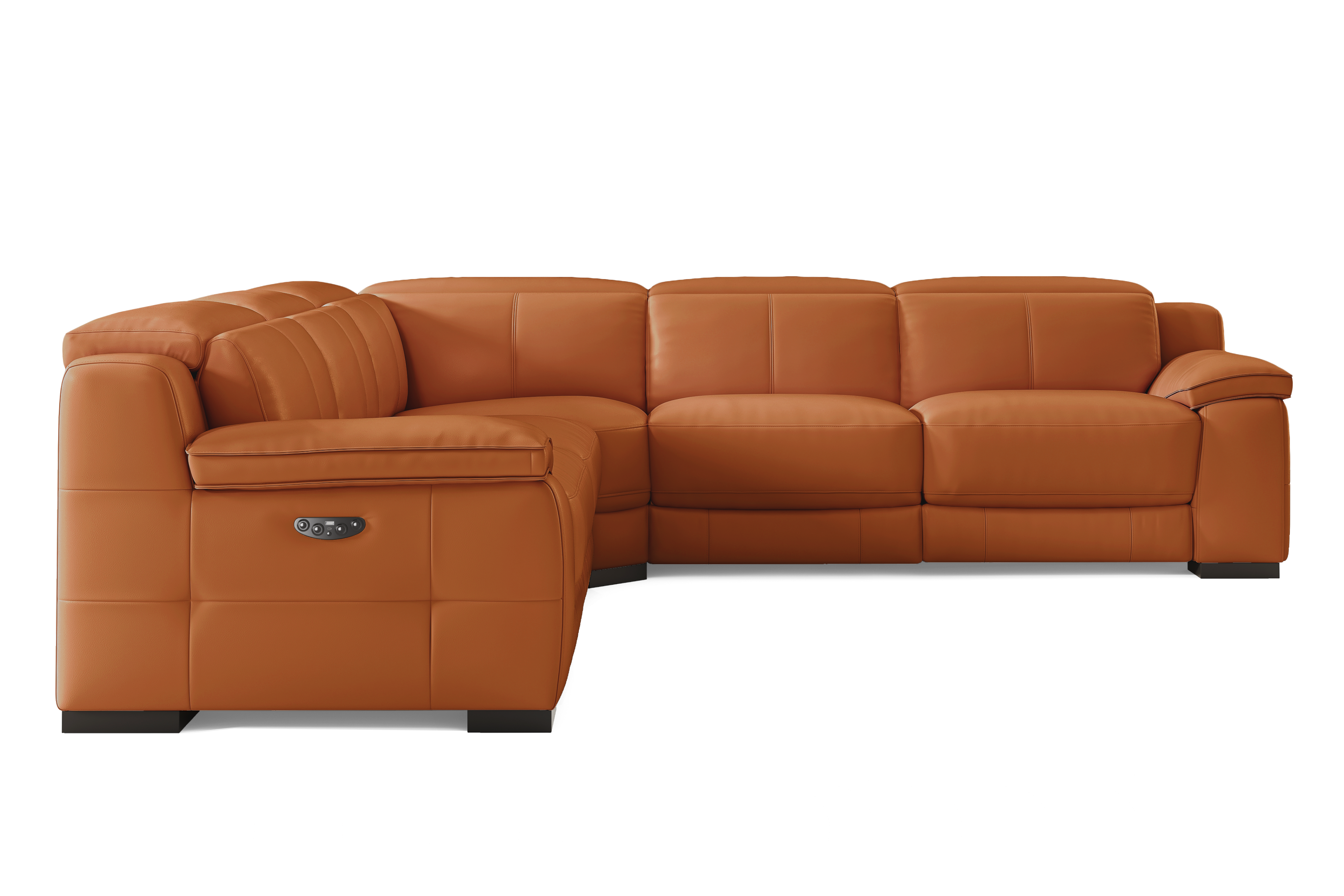 Valencia Ellie Top Grain Leather L-Shape Sofa, Cognac