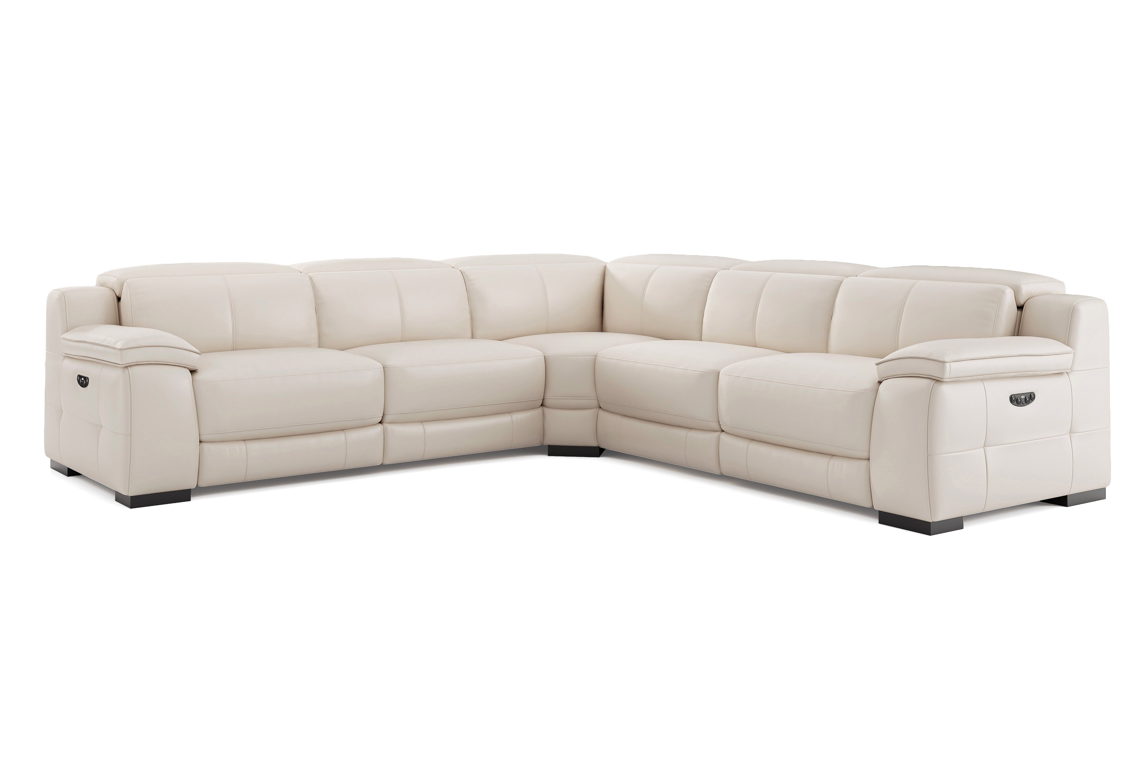 Valencia Ellie Top Grain Leather L-Shape Sofa, Beige