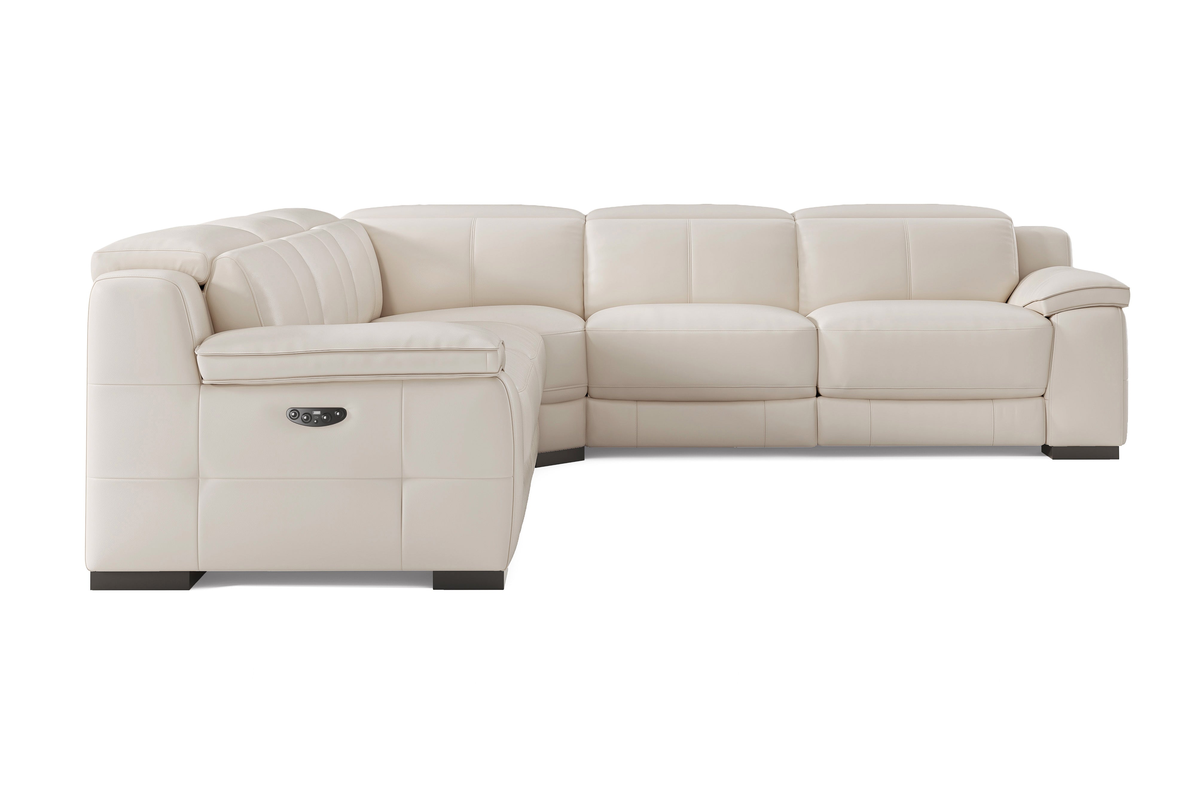 Valencia Ellie Top Grain Leather L-Shape Sofa, Beige