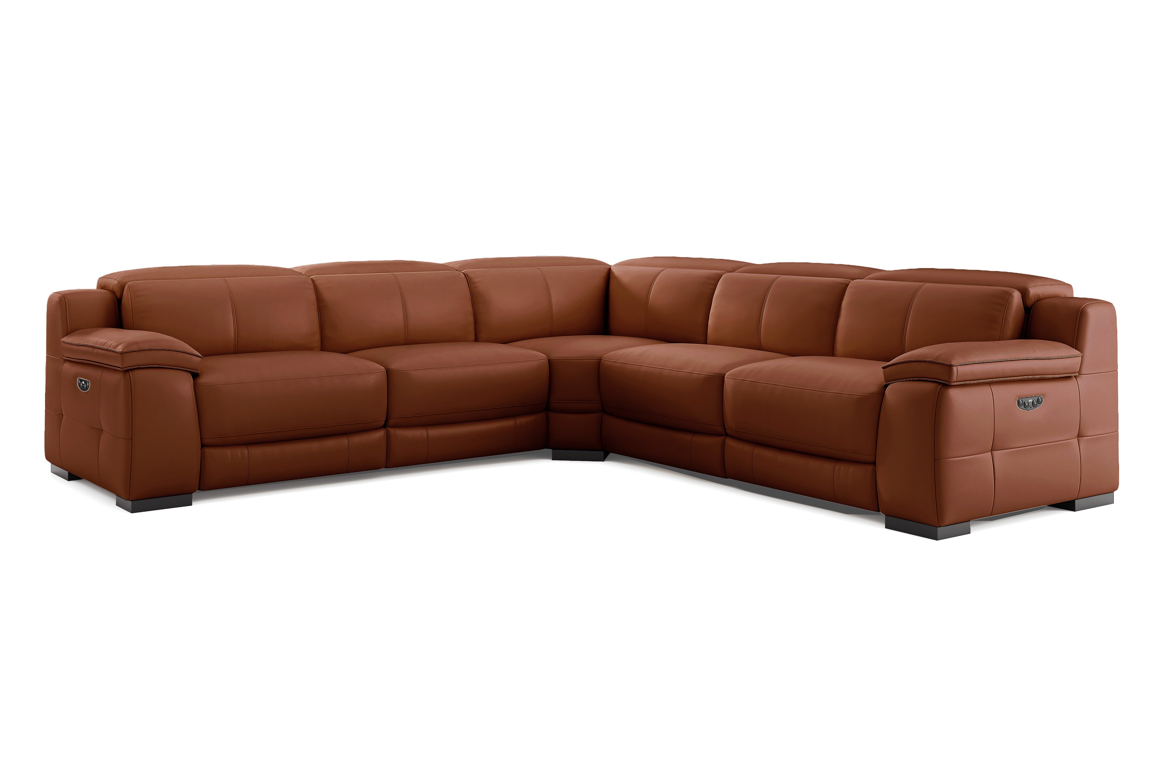 Valencia Ellie Top Grain Leather L-Shape Sofa, Brown