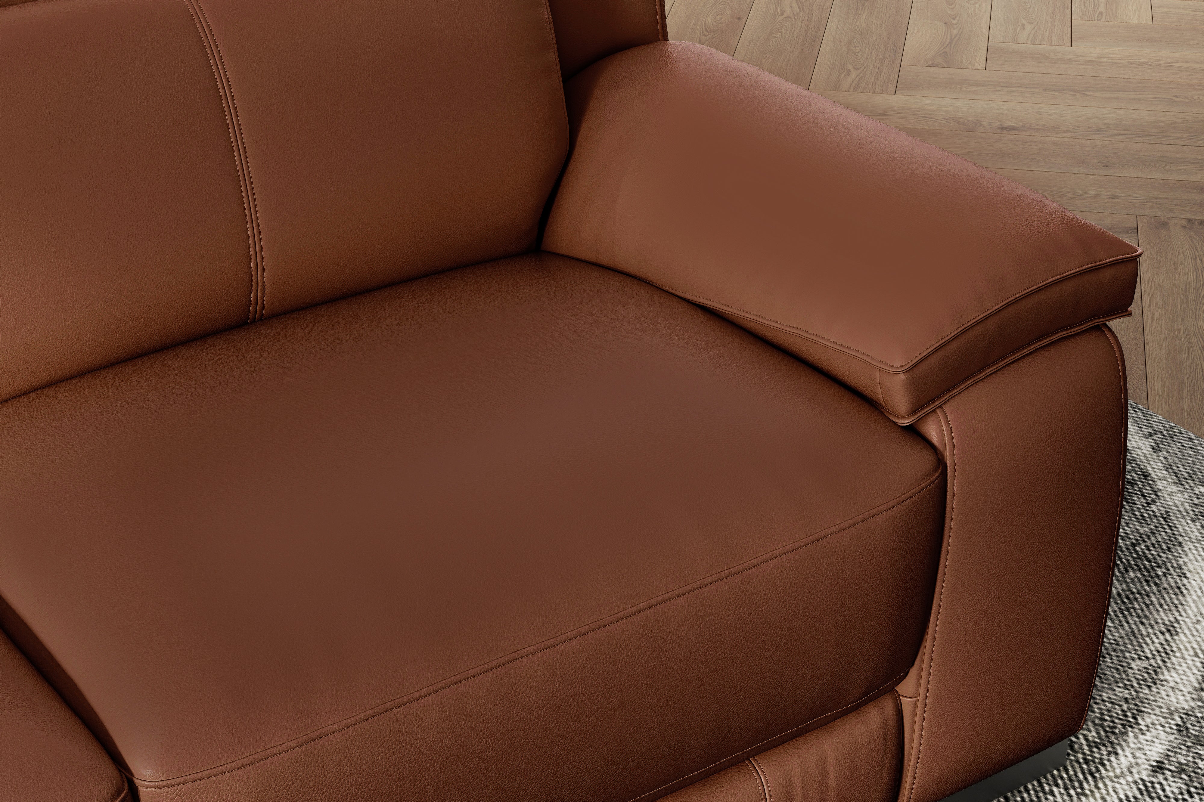 Valencia Ellie Top Grain Leather L-Shape Sofa, Brown