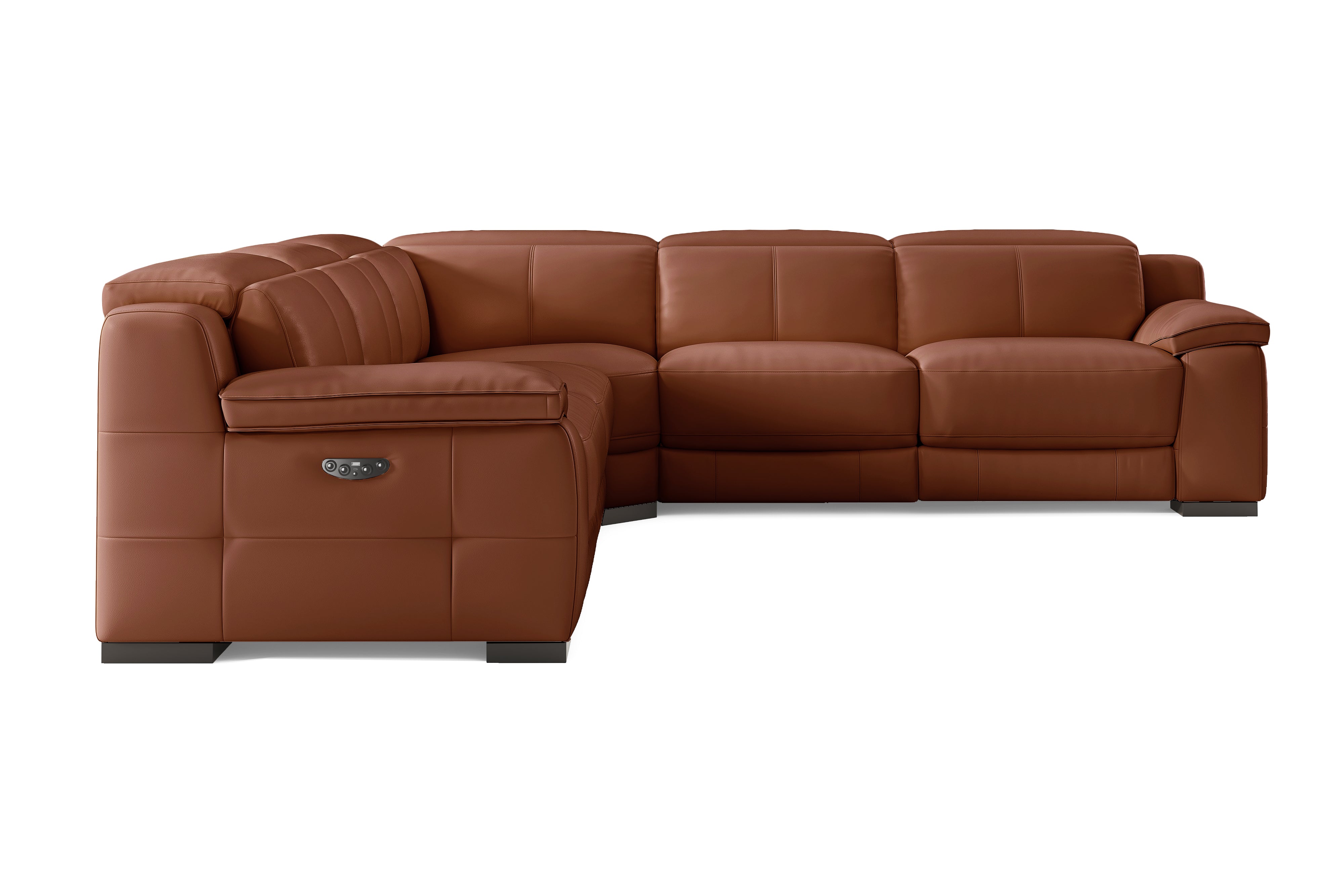 Valencia Ellie Top Grain Leather L-Shape Sofa, Brown