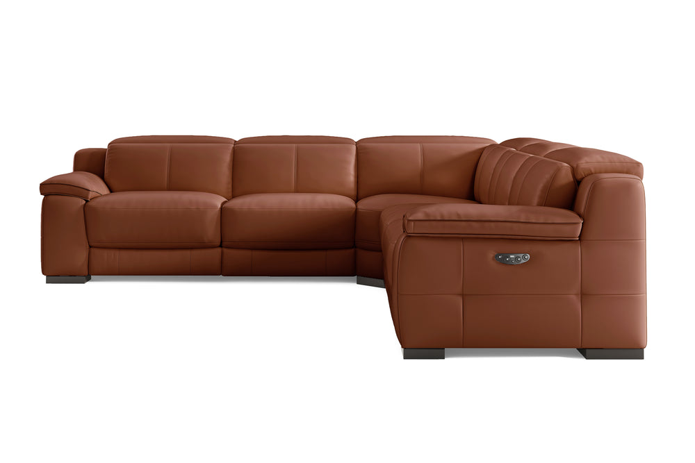 Valencia Ellie Top Grain Leather L-Shape Sofa, Brown