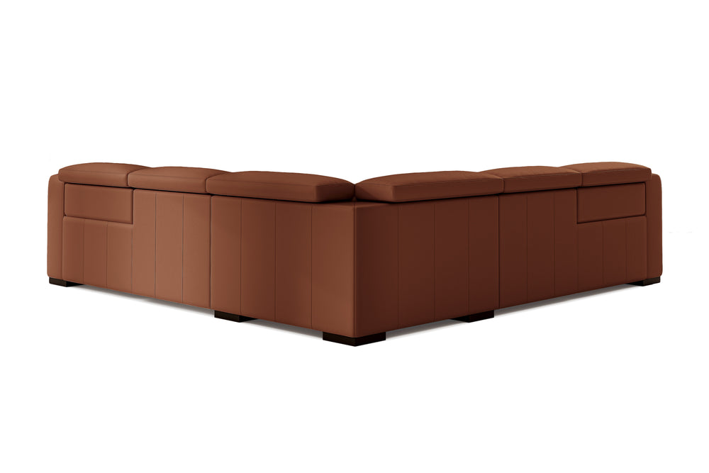 Valencia Ellie Top Grain Leather L-Shape Sofa, Brown