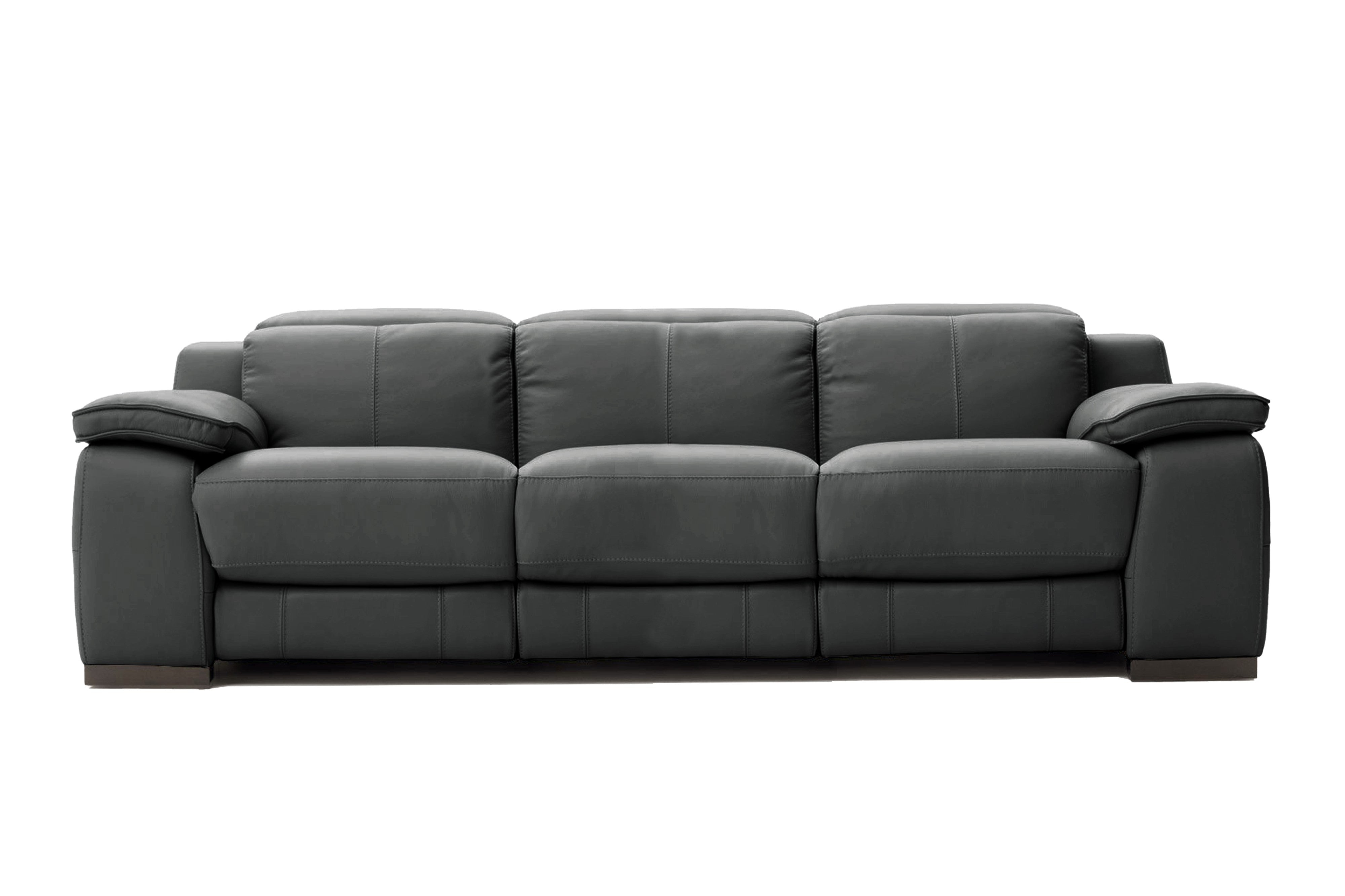 Valencia Ellie Top Grain Leather Three Seats Sofa, Charcoal Grey