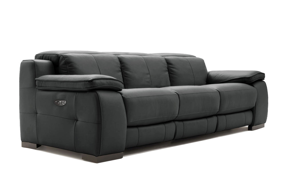 Valencia Ellie Top Grain Leather Three Seats Sofa, Charcoal Grey