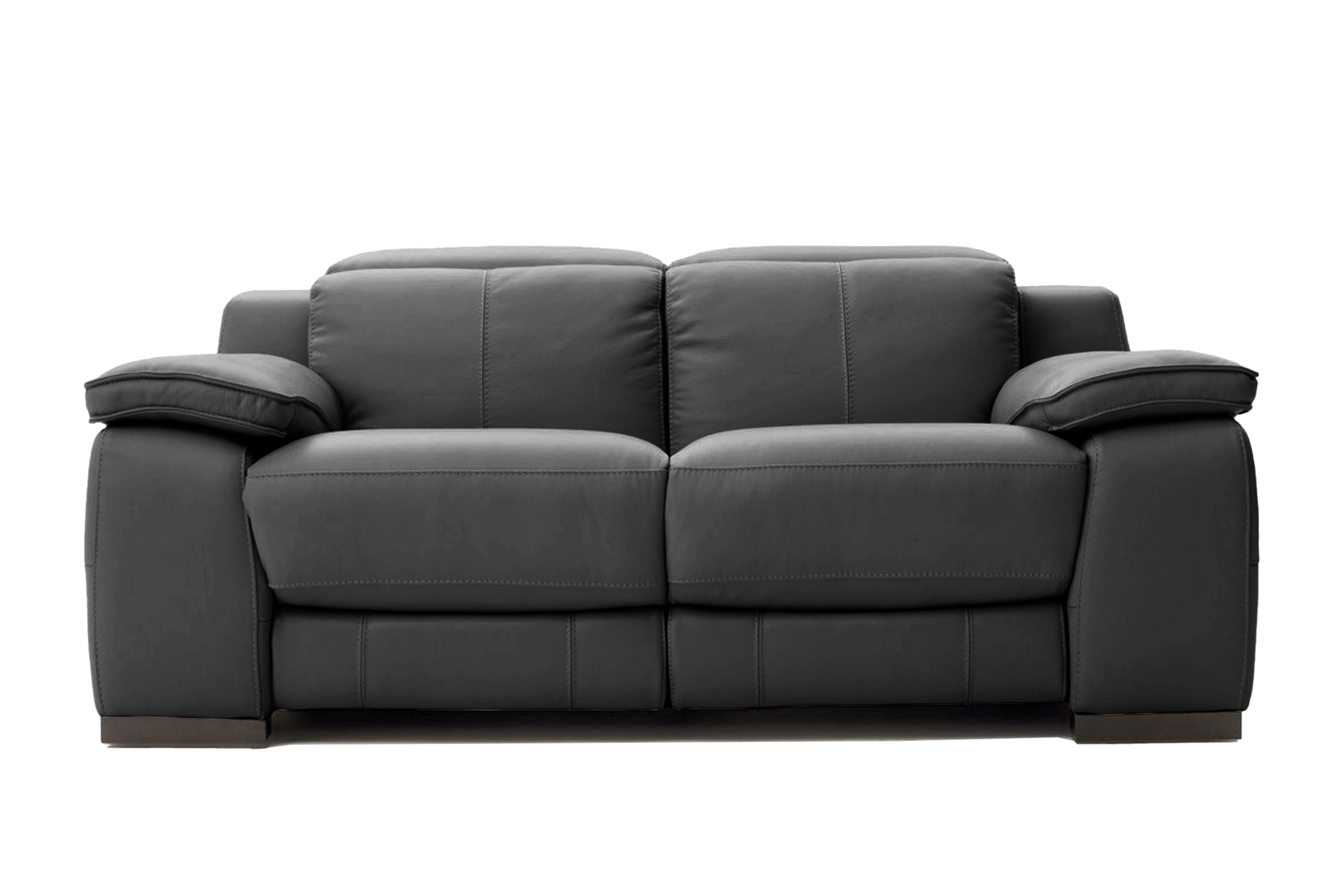 Valencia Ellie Top Grain Leather Loveseat Sofa, Charcoal Grey