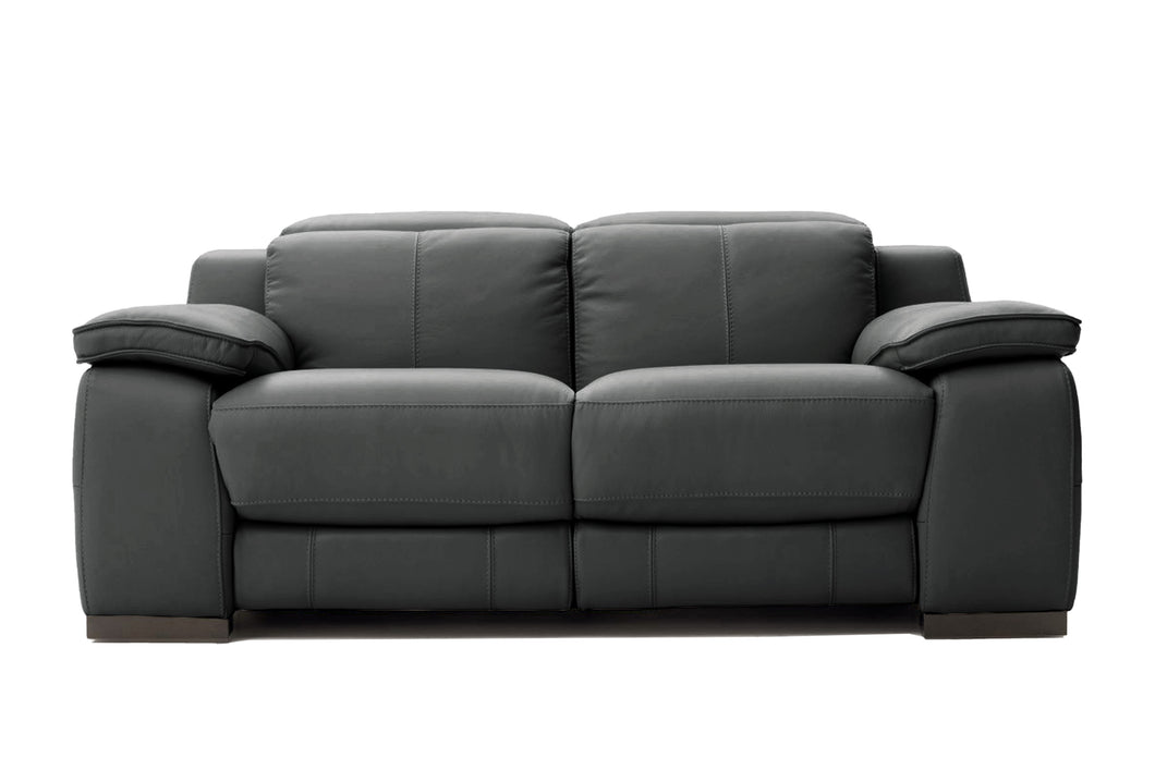 Valencia Ellie Top Grain Leather Loveseat Sofa, Charcoal Grey