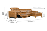 Elodie Distressed Italian Aniline Leather Recliner Sectional Sofa