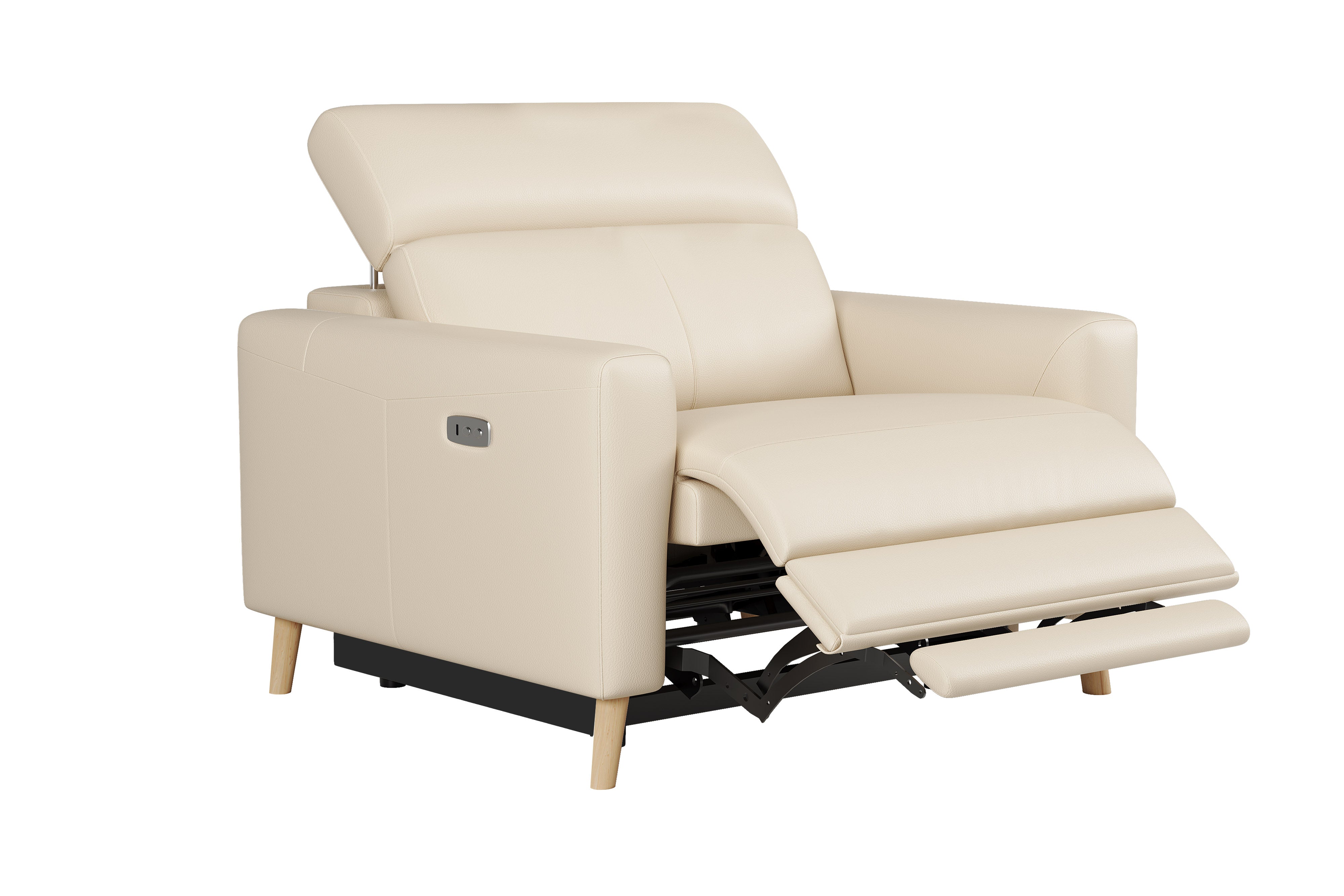 Valencia Elodie Top Grain Leather Recliner Single Seat Sofa, Beige