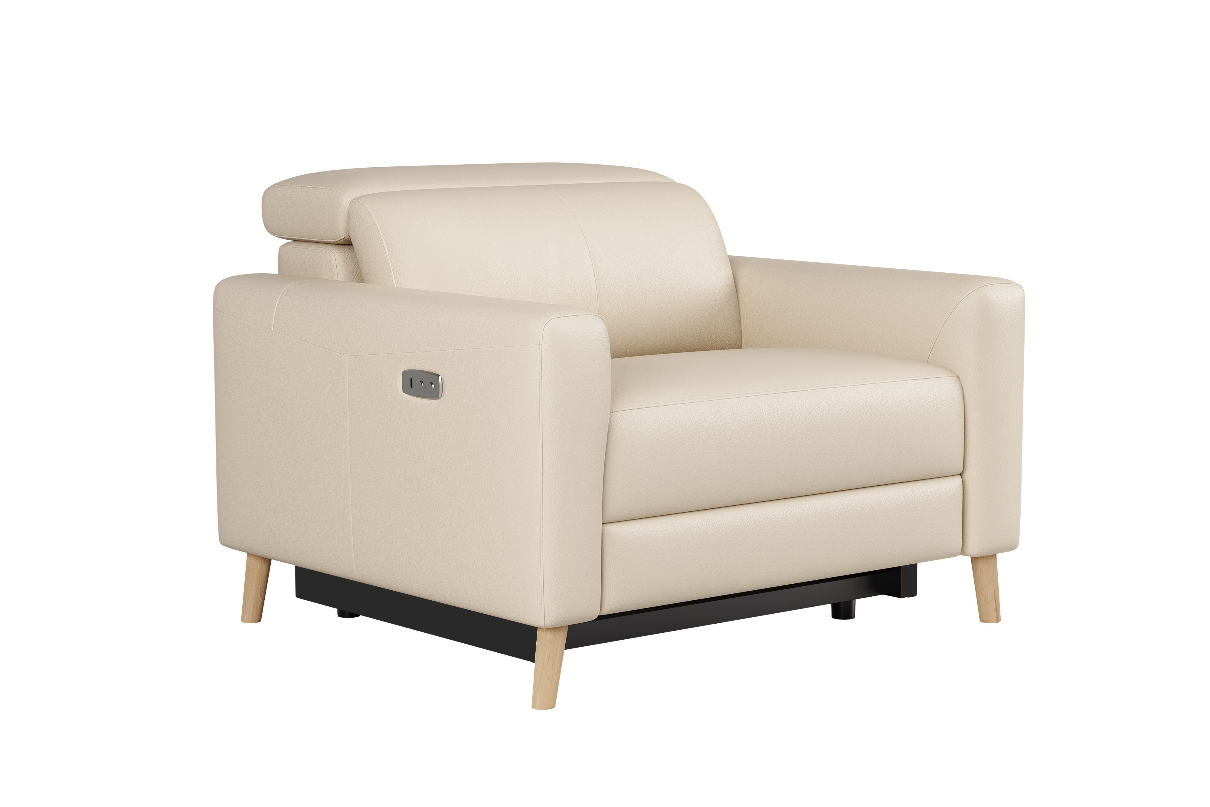 Valencia Elodie Top Grain Leather Recliner Single Seat Sofa, Beige