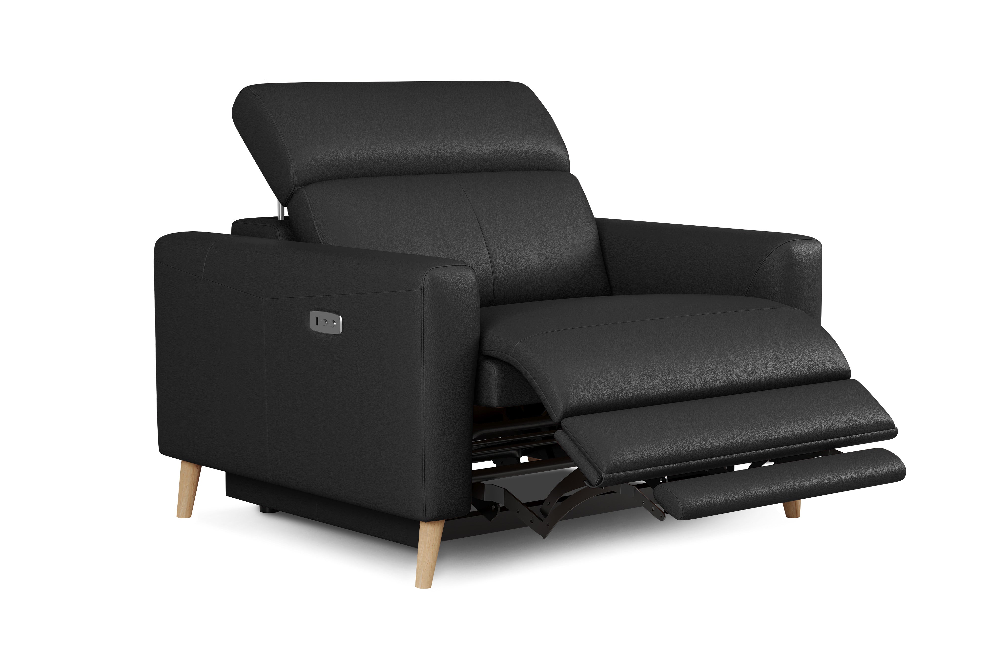 Valencia Elodie Top Grain Leather Recliner Single Seat Sofa, Black