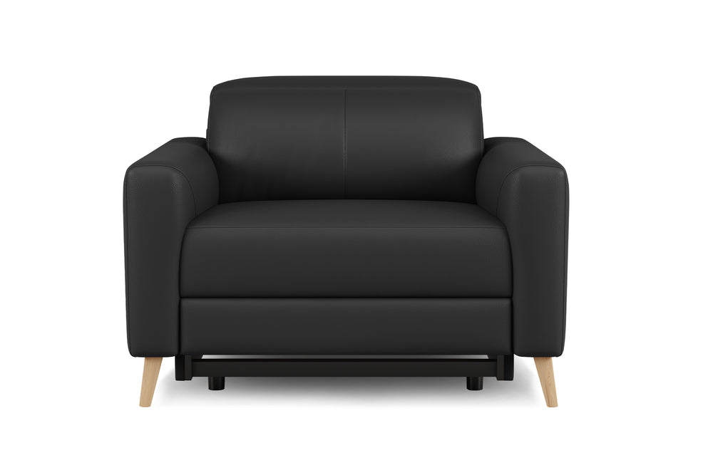 Valencia Elodie Top Grain Leather Recliner Single Seat Sofa, Black