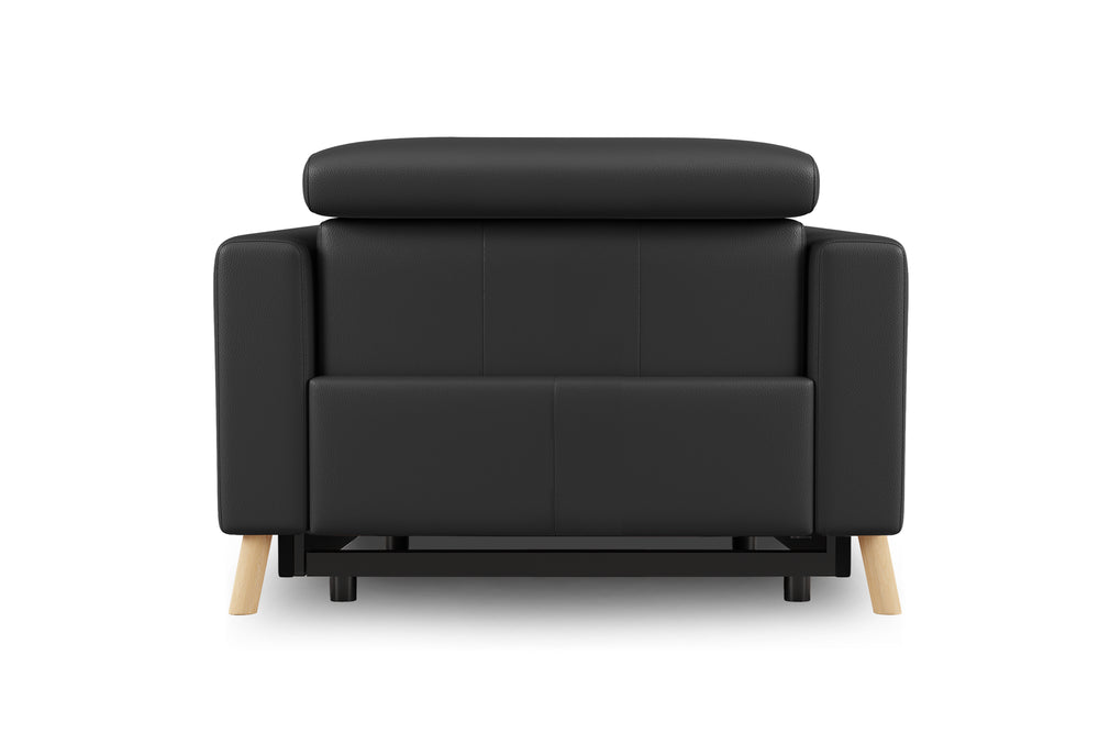 Valencia Elodie Top Grain Leather Recliner Single Seat Sofa, Black