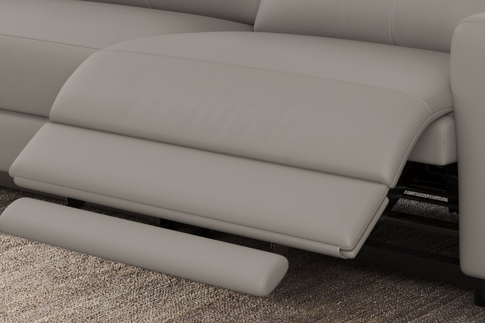 Valencia Elodie Top Grain Leather Recliner Single Seat Sofa, Light Grey