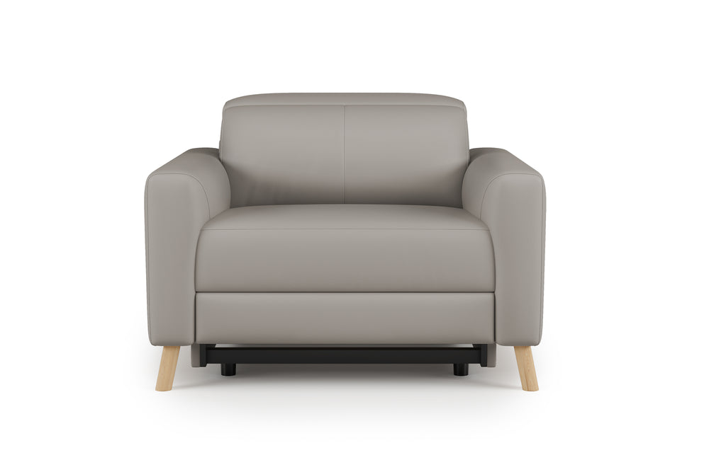 Valencia Elodie Top Grain Leather Recliner Single Seat Sofa, Light Grey