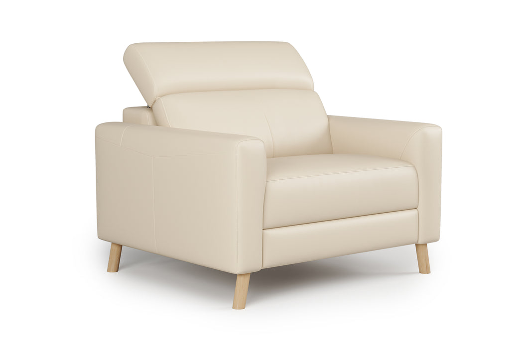 Valencia Elodie Top Grain Leather Accent Chair, Beige