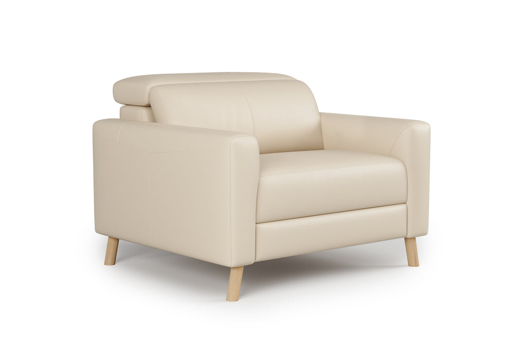 Valencia Elodie Top Grain Leather Accent Chair, Beige